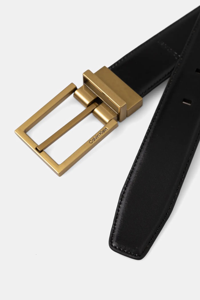 Dvostrani kožni remen Calvin Klein LV04D7052G crna SS26