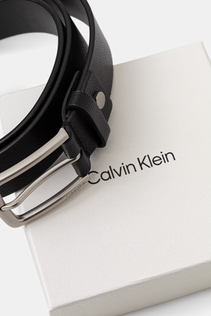 Dodatki Calvin Klein pas moški usnjeni LV04D7067G črna