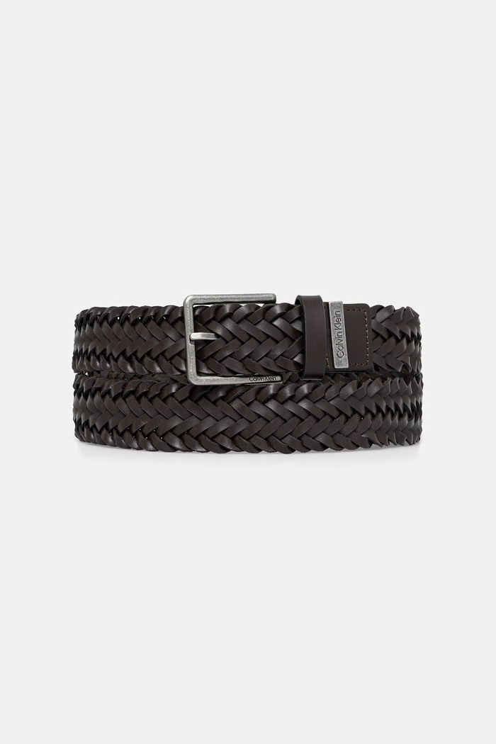Calvin Klein pletený pásek pánský kožený hnědá LV04D7061G