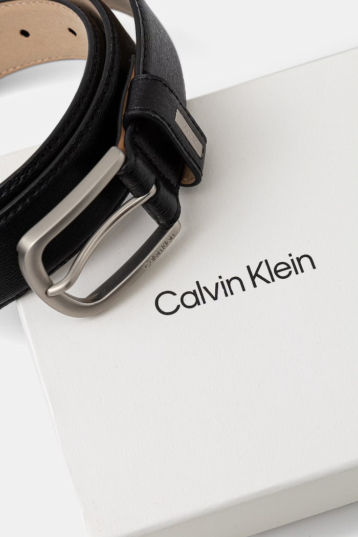 Dodatki Calvin Klein pas moški usnjeni LV04D7072G črna