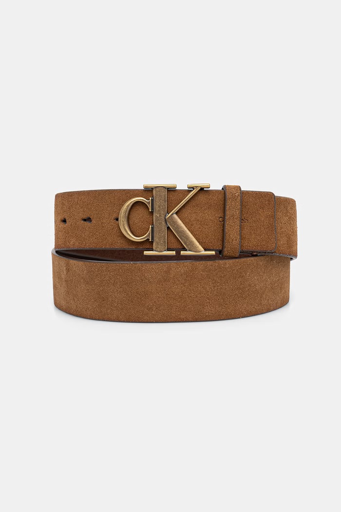 Calvin Klein pásek pánský semišový hnědá LV04D7084G