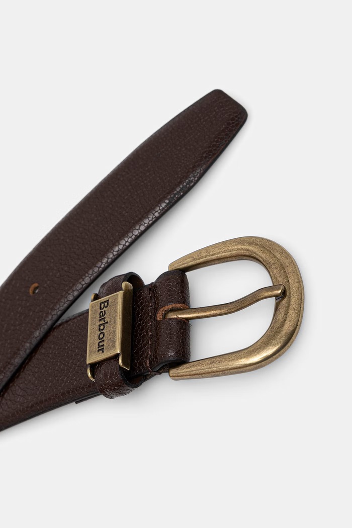 Barbour curea pentru bărbați, din piele Clyde MAC0472 maro SS26