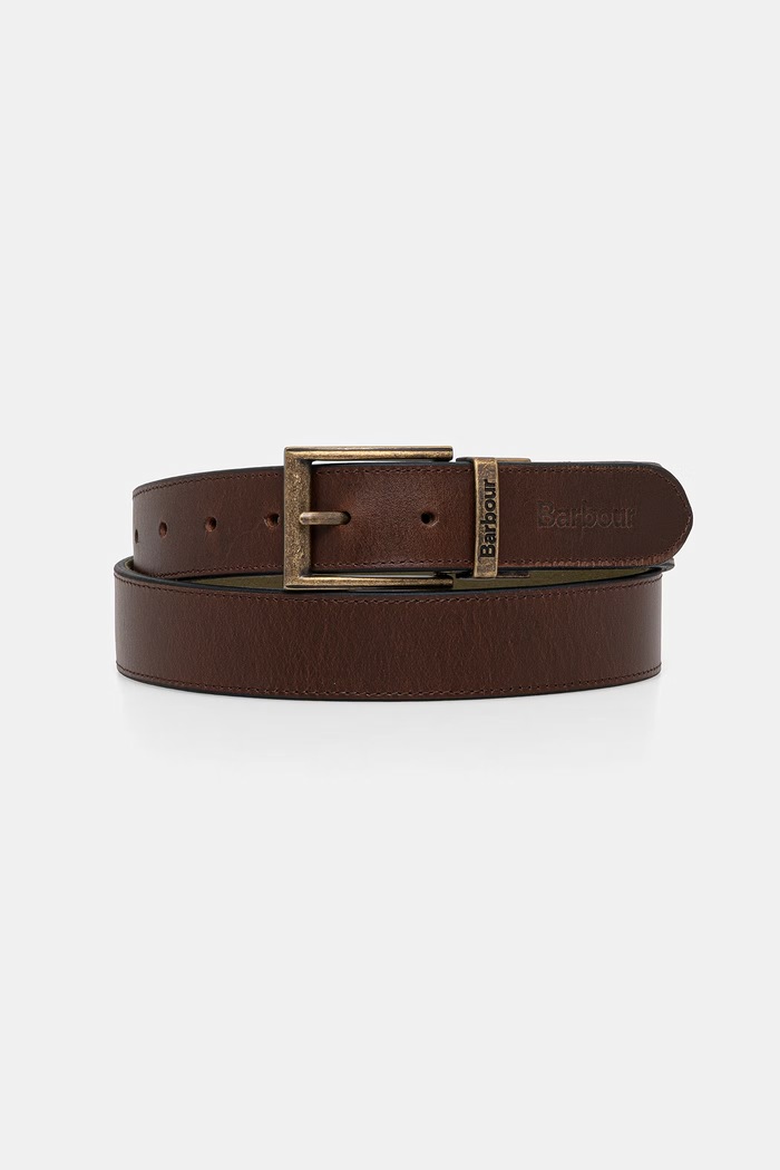 Barbour pánsky kožený opasok zelená MAC0485