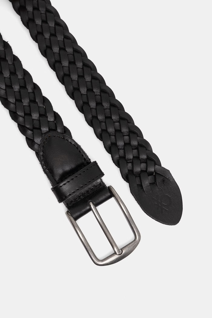 United Colors of Benetton curea pentru bărbați, din piele 6JDSVL00B negru SS26