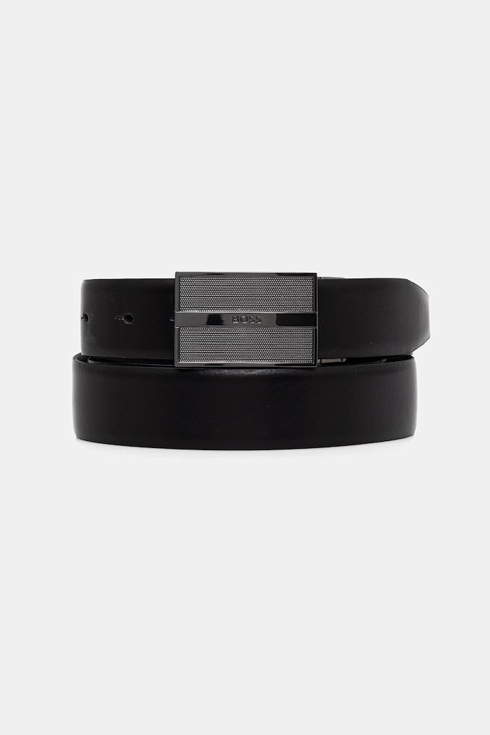 BOSS curea din piele cu catarame detașabile 50563955 negru SS26
