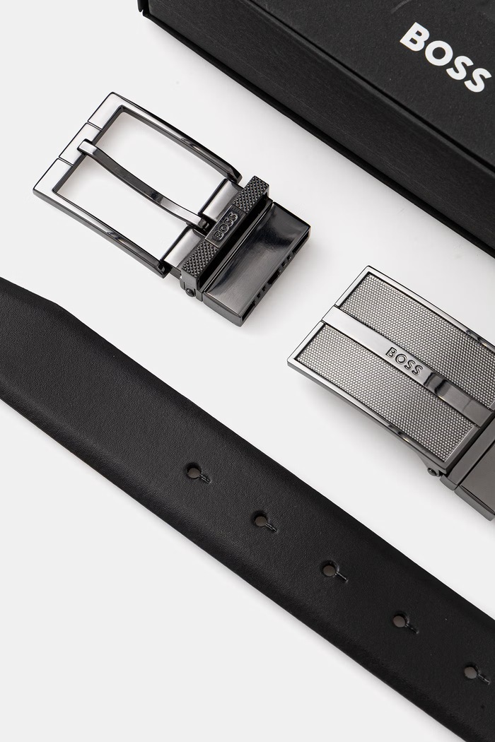 Accesorii BOSS curea din piele cu catarame detașabile 50563955 negru