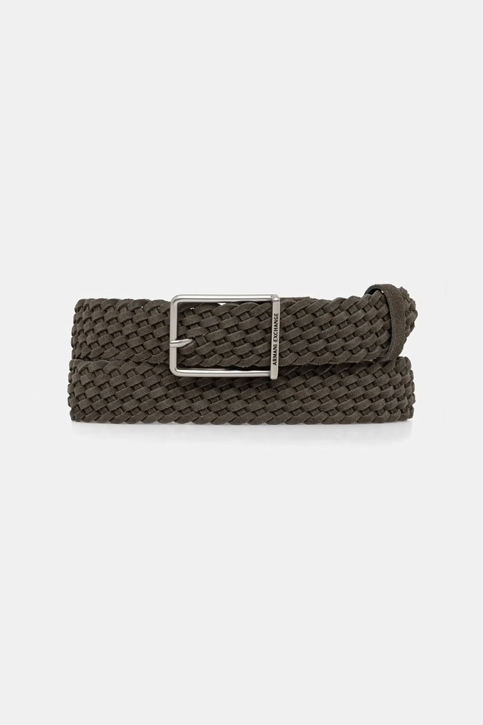 Armani Exchange látkový opasok pánsky semišový zelená XM002661.AF22851