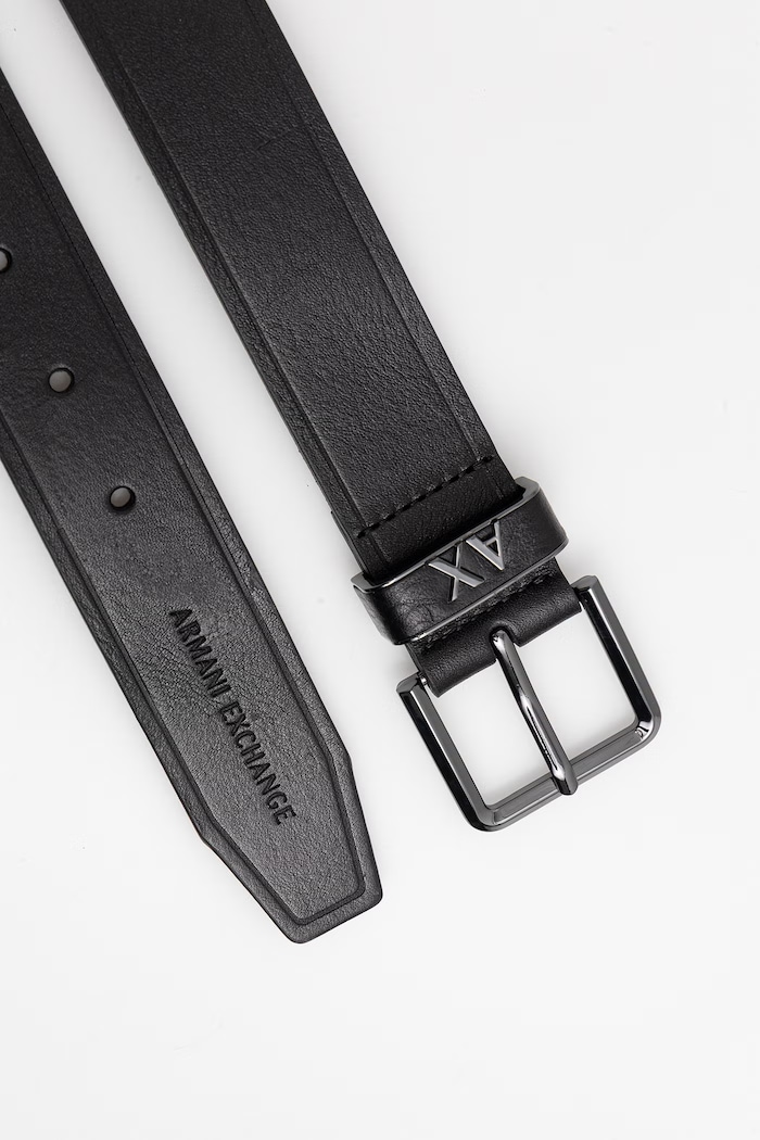 Armani Exchange curea pentru bărbați de piele XM002828.AF24901 negru SS26