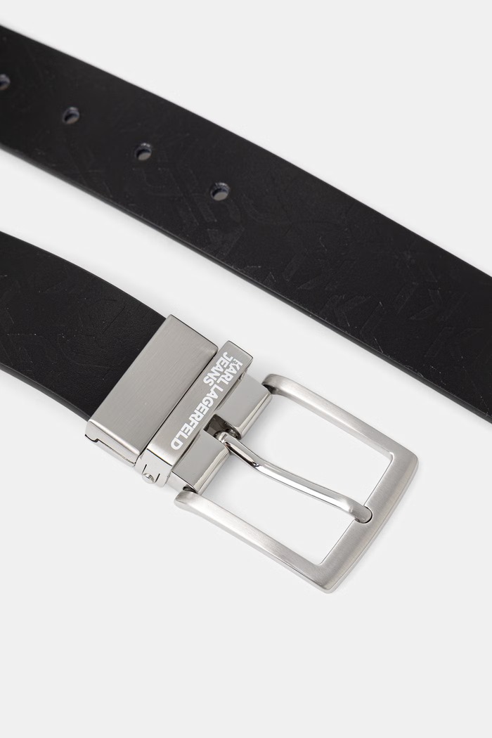 Karl Lagerfeld Jeans dvostranski pas moški usnjeni B2M33016 črna SS26