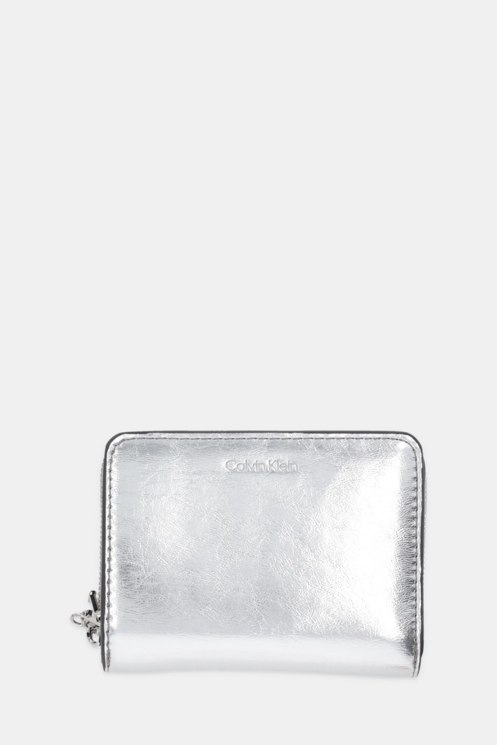 Calvin Klein portofel imitatie de piele argintiu LV04F1103G