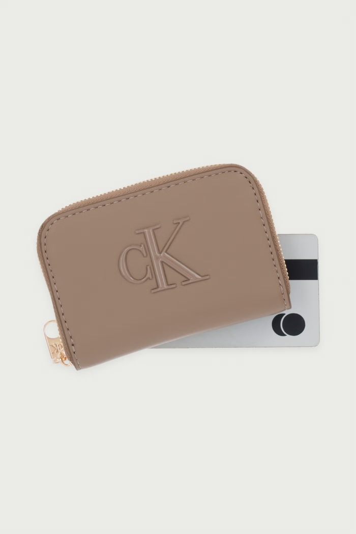 Portfel damski z imitacji skóry Calvin Klein LV04F1154G beżowy