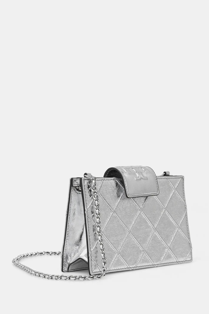 Kožená kabelka Tory Burch Fleming 175190.040 stříbrná SS26