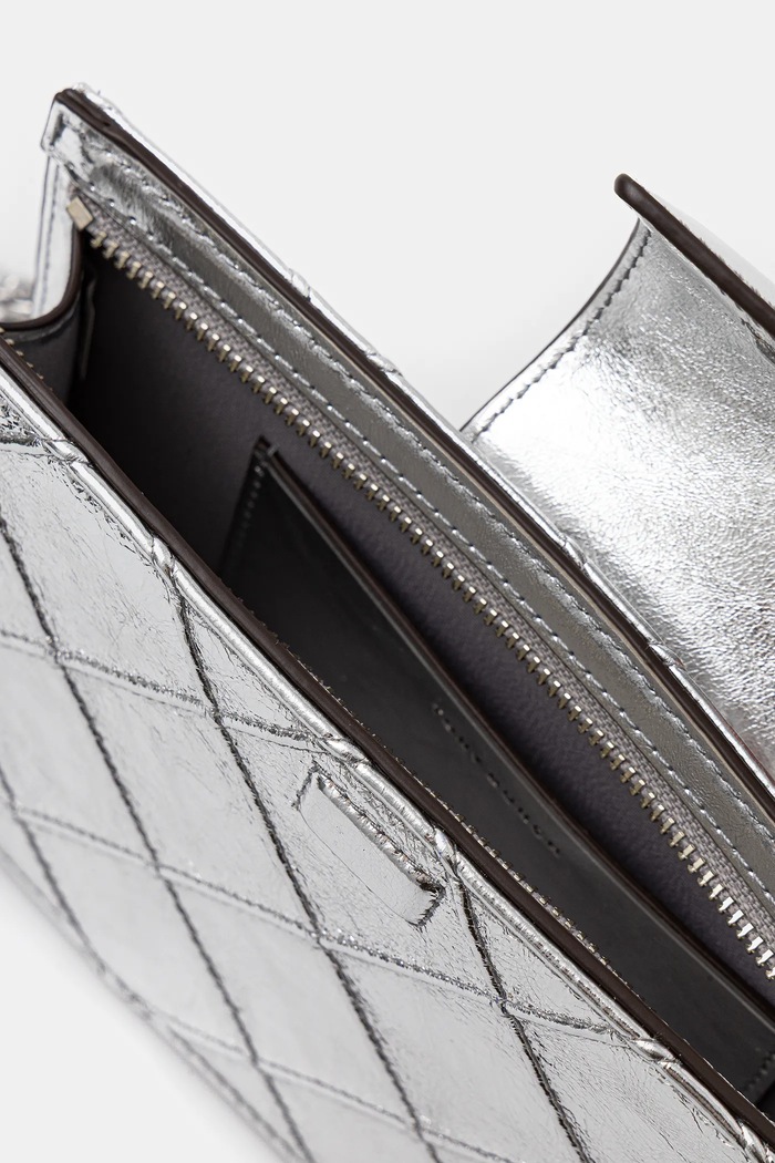 Kožená kabelka Tory Burch Fleming 175190.040 stříbrná