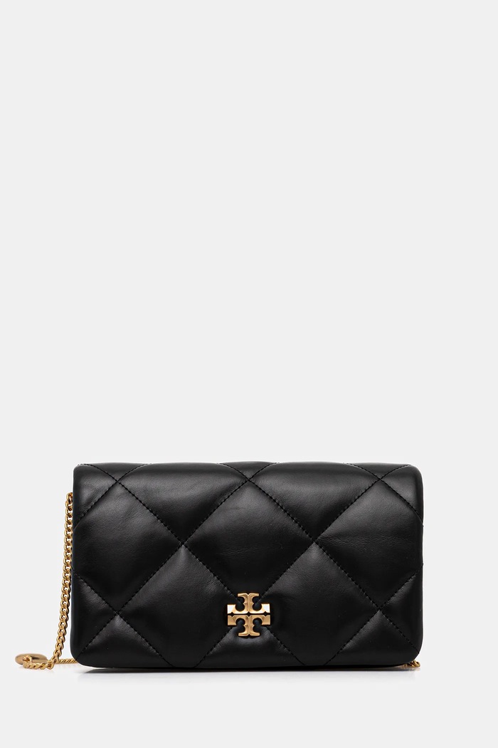 Tory Burch poșetă de piele Kira Diamond uni negru 162139.001