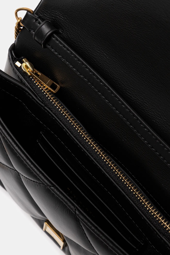 Tory Burch poșetă de piele Kira Diamond 162139.001 negru