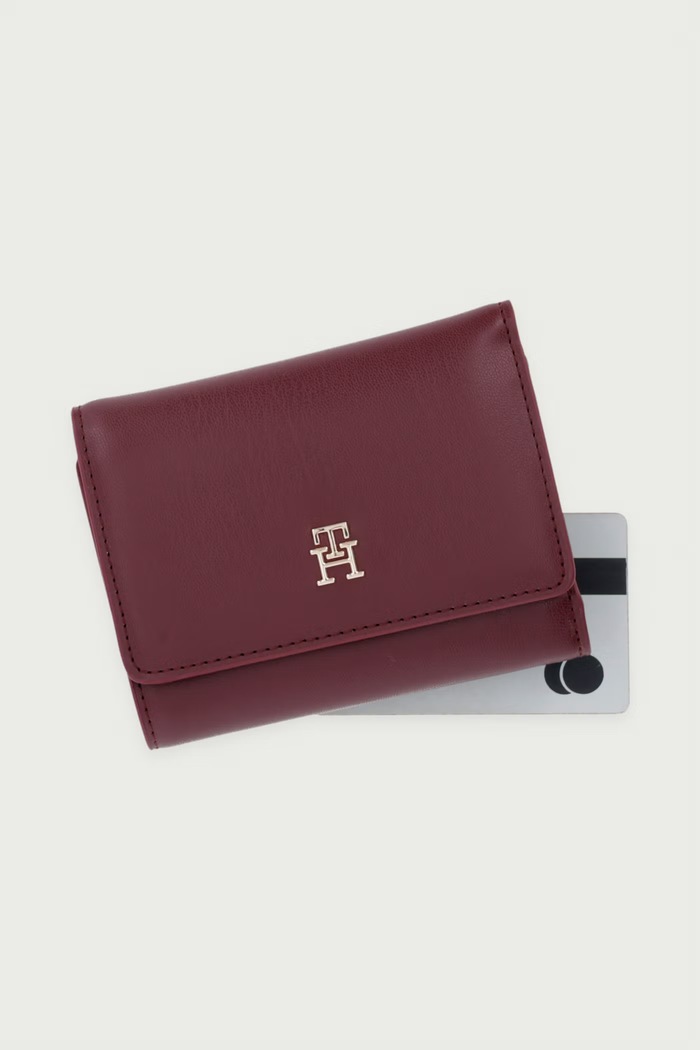 Portfel damski z imitacji skóry Tommy Hilfiger AW0AW18129 bordowy