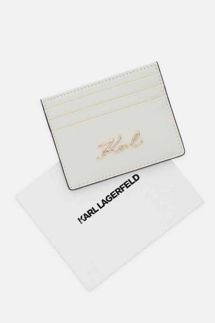 Kožené puzdro na karty Karl Lagerfeld K/SIGNATURE biela B1W32034