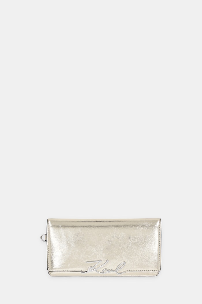 Karl Lagerfeld portfel skórzany K/SIGNATURE skóra licowa złoty B1W32077