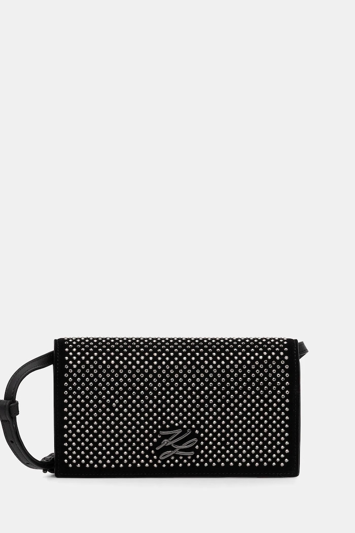 Kožená kabelka Karl Lagerfeld K/AUTOGRAPH přírodní kůže černá B1W32071