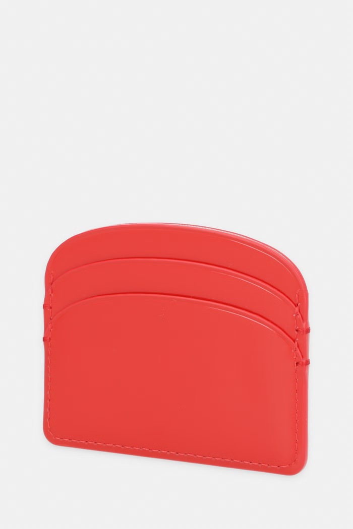 A.P.C. etui na karty damskie skórzane PORTE-CARTES DEMI-LUNE PXCBT.F63270 czerwony SS26