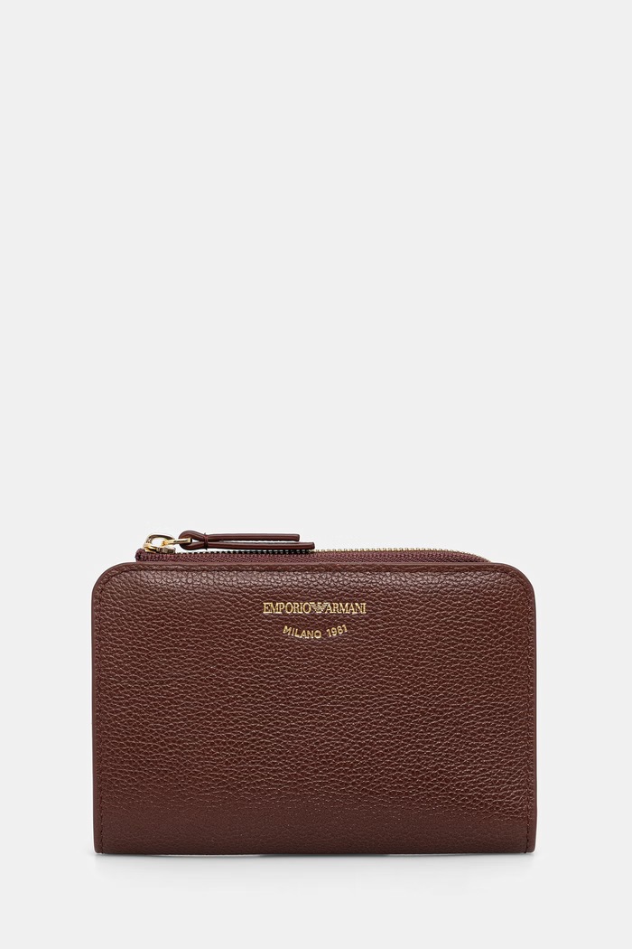 Emporio Armani portfel damski skórzany brązowy EW000369.AF19568