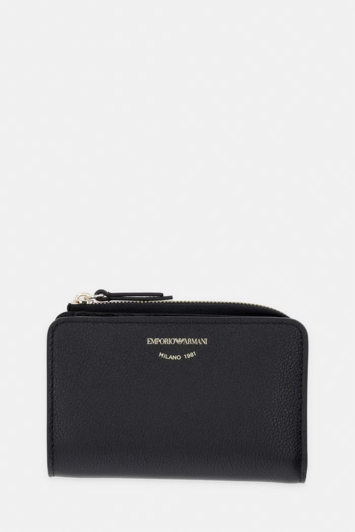 Kožená peňaženka Emporio Armani usňová koža čierna EW000369.AF19568