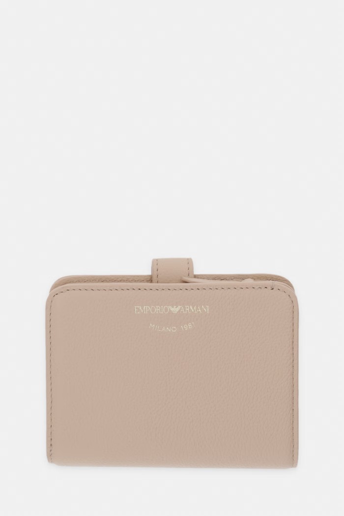 Emporio Armani portfel skórzany skóra licowa beżowy EW003034.AF19568