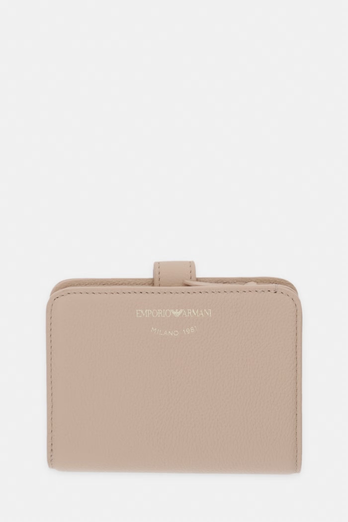 Emporio Armani portfel skórzany skóra licowa beżowy EW003034.AF19568