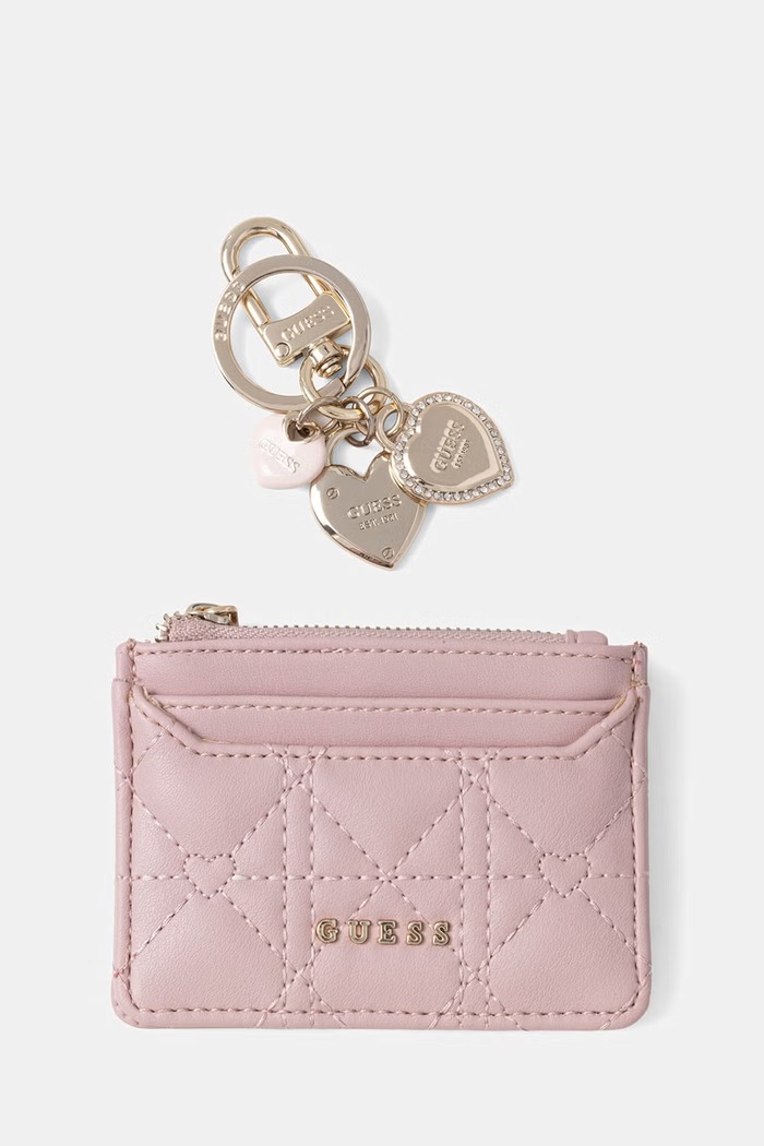 Peňaženka a kľúčenka Guess imitácia kože ružová GFBOXW.P6202