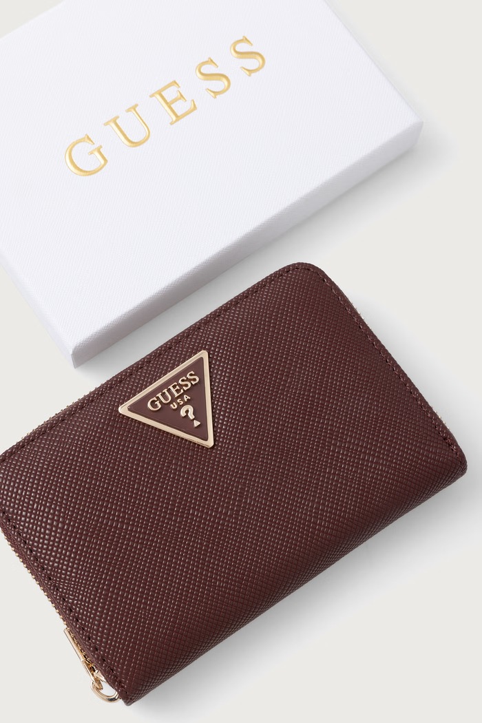 Guess Peněženka dámská z imitace kůže LAUREL burgundské SWZG74.59140