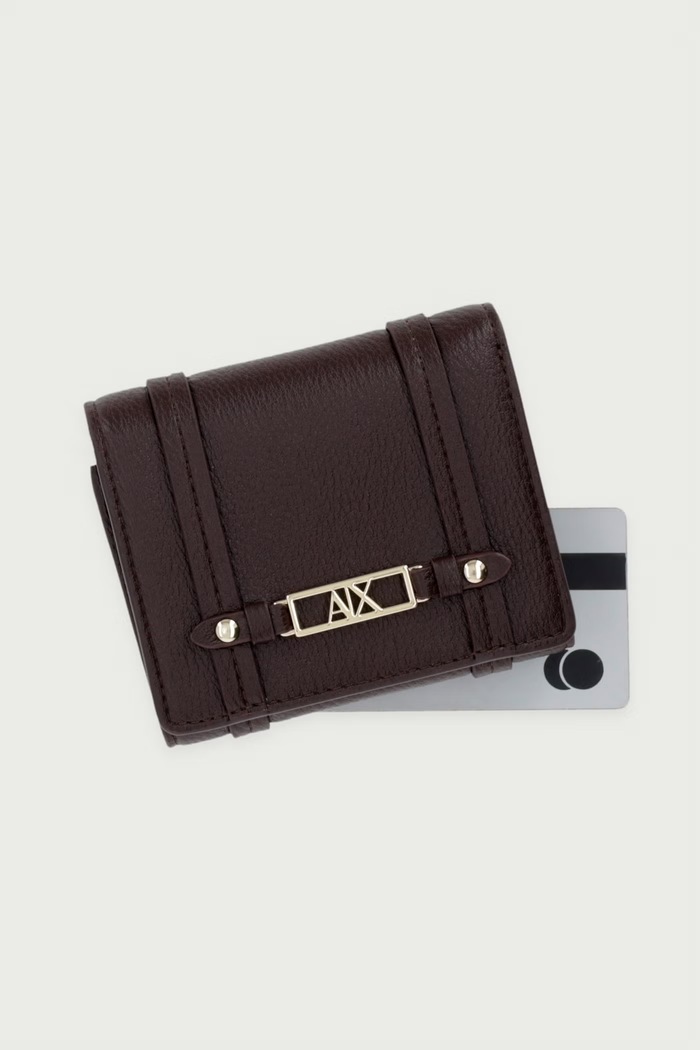 Portfel damski z imitacji skóry Armani Exchange XW002613.AF15632 brązowy