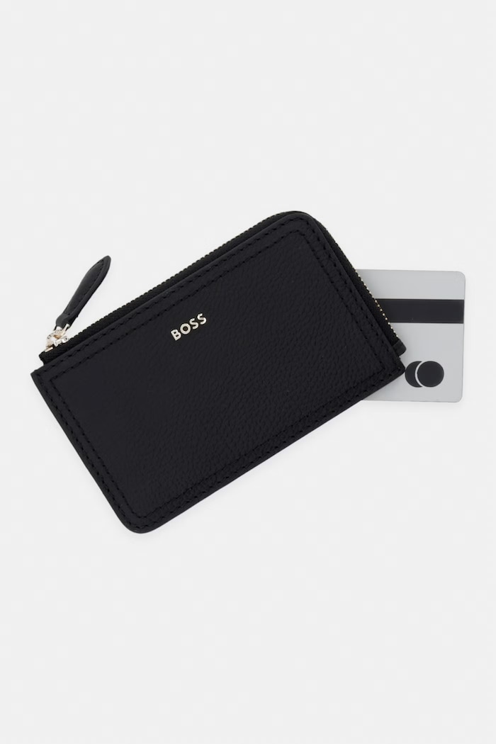 BOSS peňaženka dámska kožená Lenah Zip Cardholder čierna 50563424