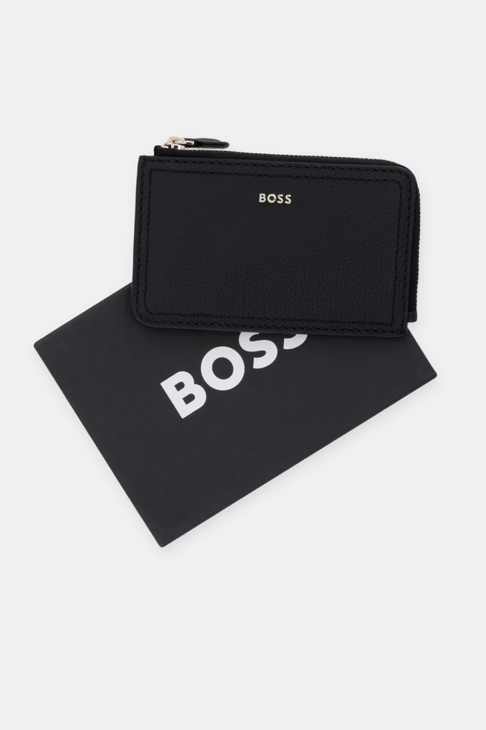 BOSS peňaženka dámska kožená Lenah Zip Cardholder 50563424 čierna