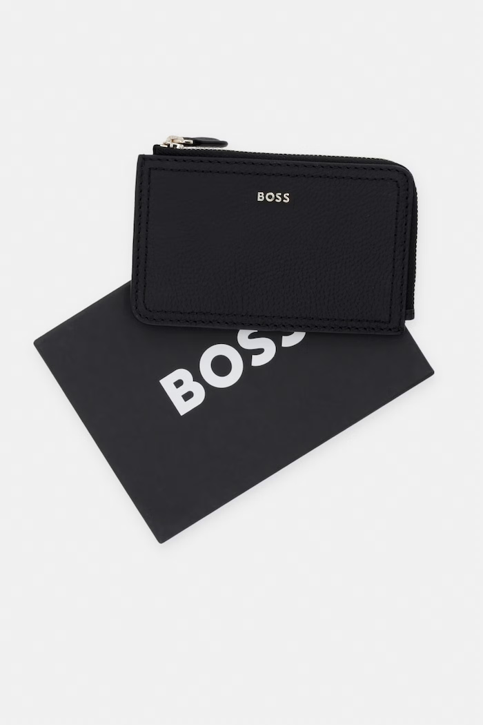 BOSS peňaženka dámska kožená Lenah Zip Cardholder 50563424 čierna