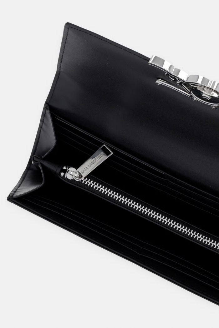 Doplnky Karl Lagerfeld peňaženka dámska kožená K/SIGNATURE B2W32014 čierna