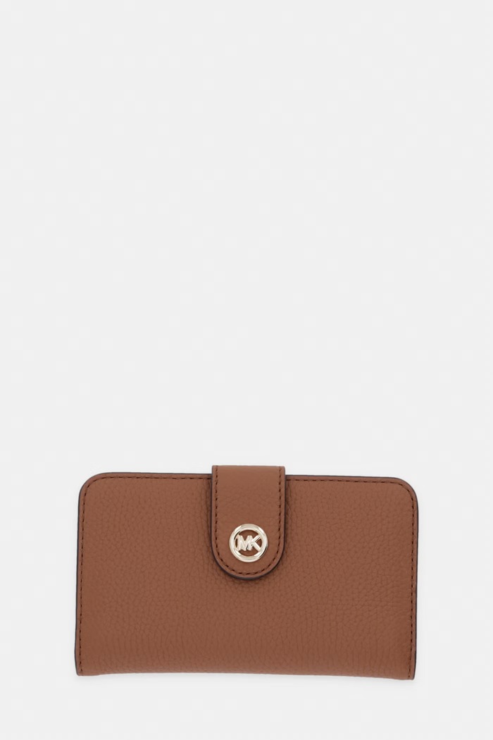 Usnjena denarnica MICHAEL Michael Kors Zrnato usnje rjava 32S6G17F8L