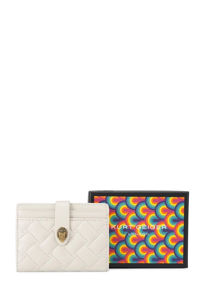 Kurt Geiger London etui na karty damskie skórzane Kensington 5018441109 beżowy