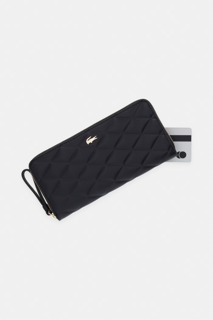 Lacoste πορτοφόλι RFID γυναικείο δερμάτινο μαύρο NF5122EE