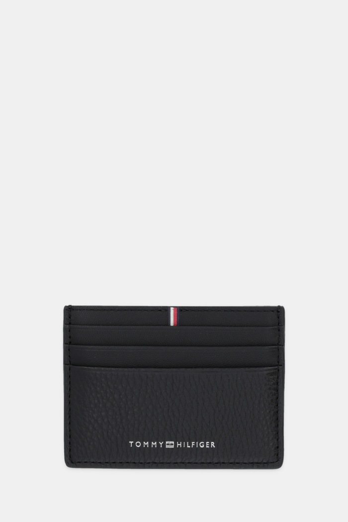 Tommy Hilfiger bőr kártya tok aplikációval fekete AM0AM13972