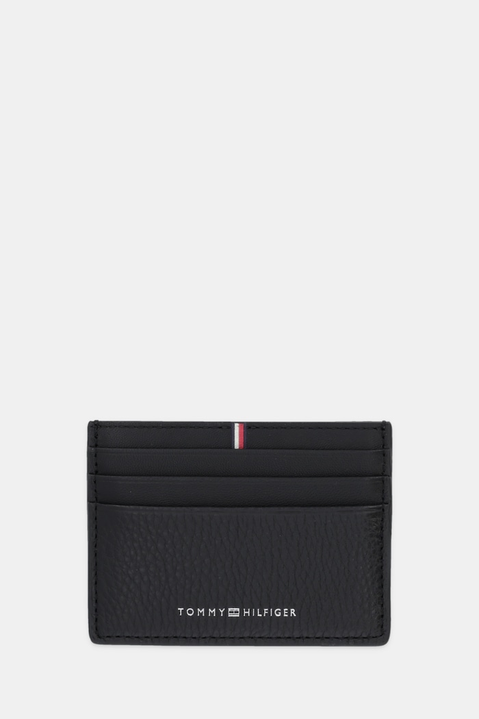 Tommy Hilfiger bőr kártya tok aplikációval fekete AM0AM13972