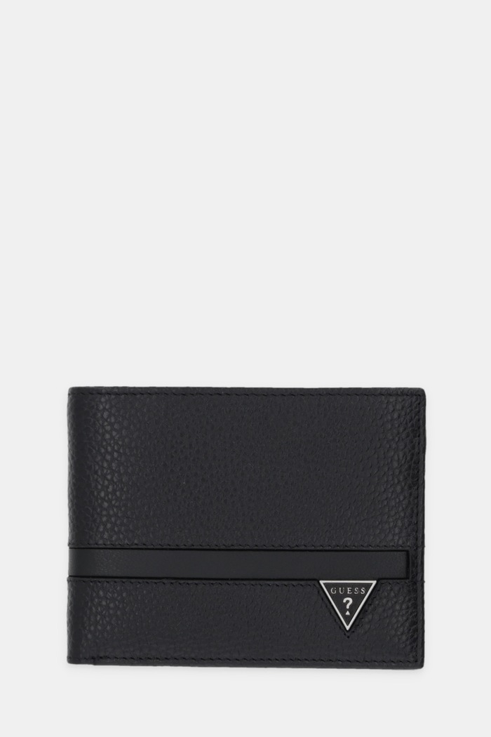 Δερμάτινο πορτοφόλι Guess MONACO λείο δέρμα μαύρο SMMOGR.LEA20