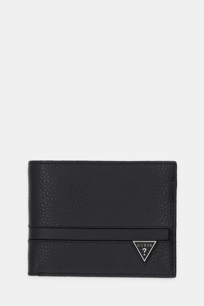 Δερμάτινο πορτοφόλι Guess MONACO λείο δέρμα μαύρο SMMOGR.LEA20