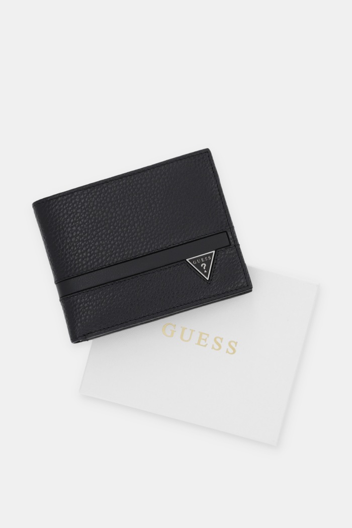 Δερμάτινο πορτοφόλι Guess MONACO SMMOGR.LEA20 μαύρο
