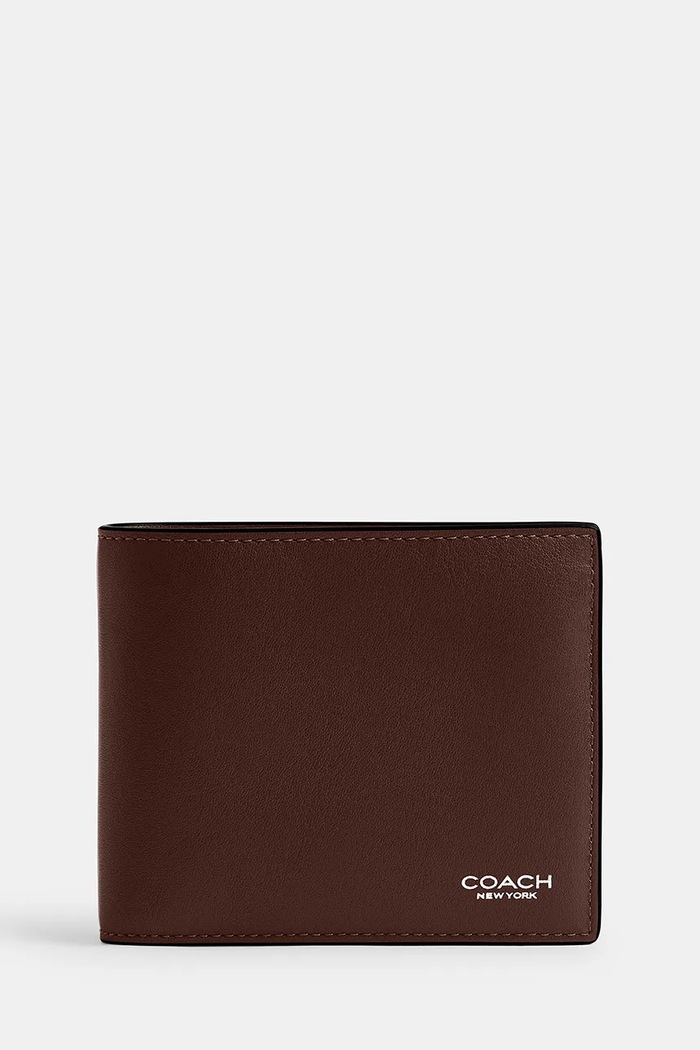 Coach портфейл от кожа мъжки изчистен кафяв CY911