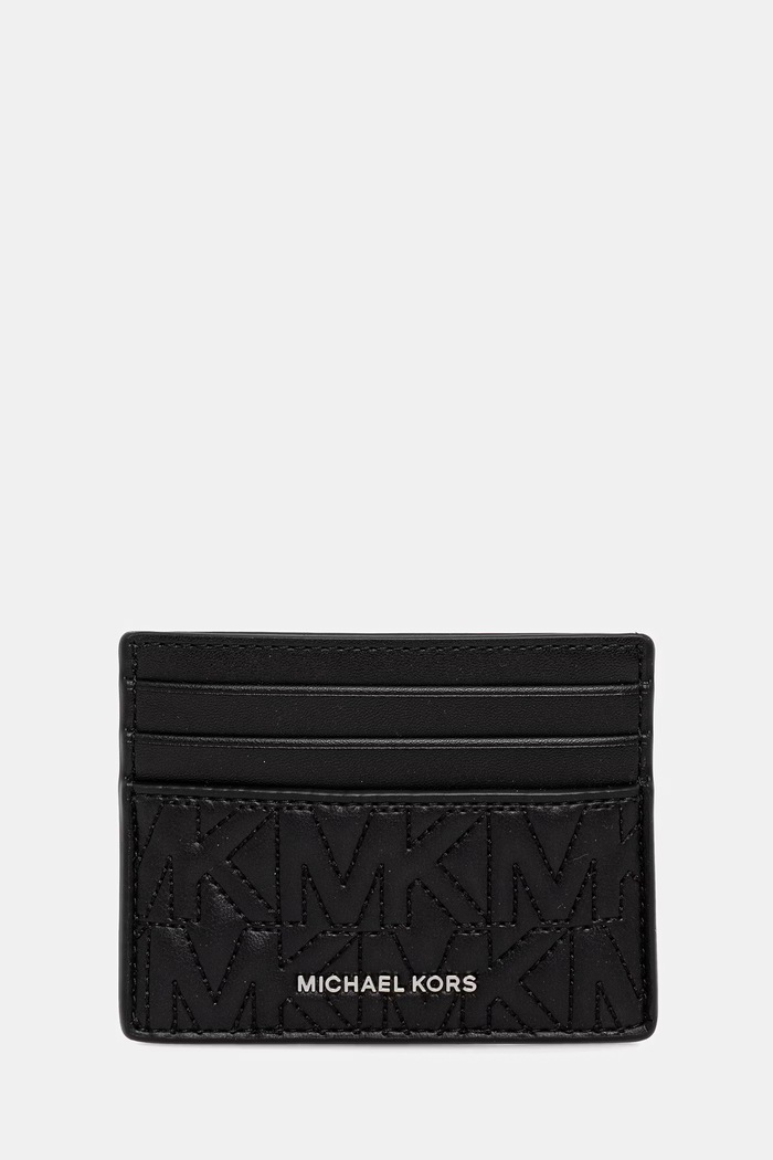 Kožené pouzdro na karty Michael Kors jemný vzor černá 39R6SHDD2L