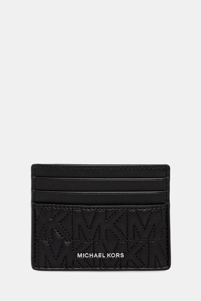 Kožené pouzdro na karty Michael Kors jemný vzor černá 39R6SHDD2L