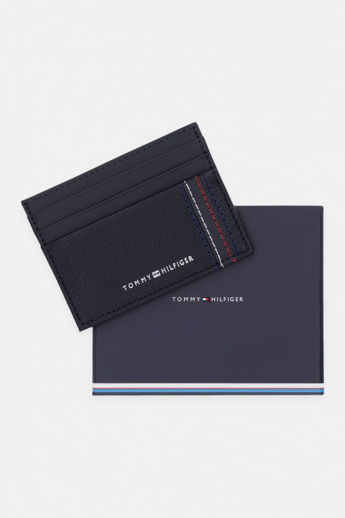 Tommy Hilfiger puzdro na karty pánske kožené tmavomodrá AM0AM14228