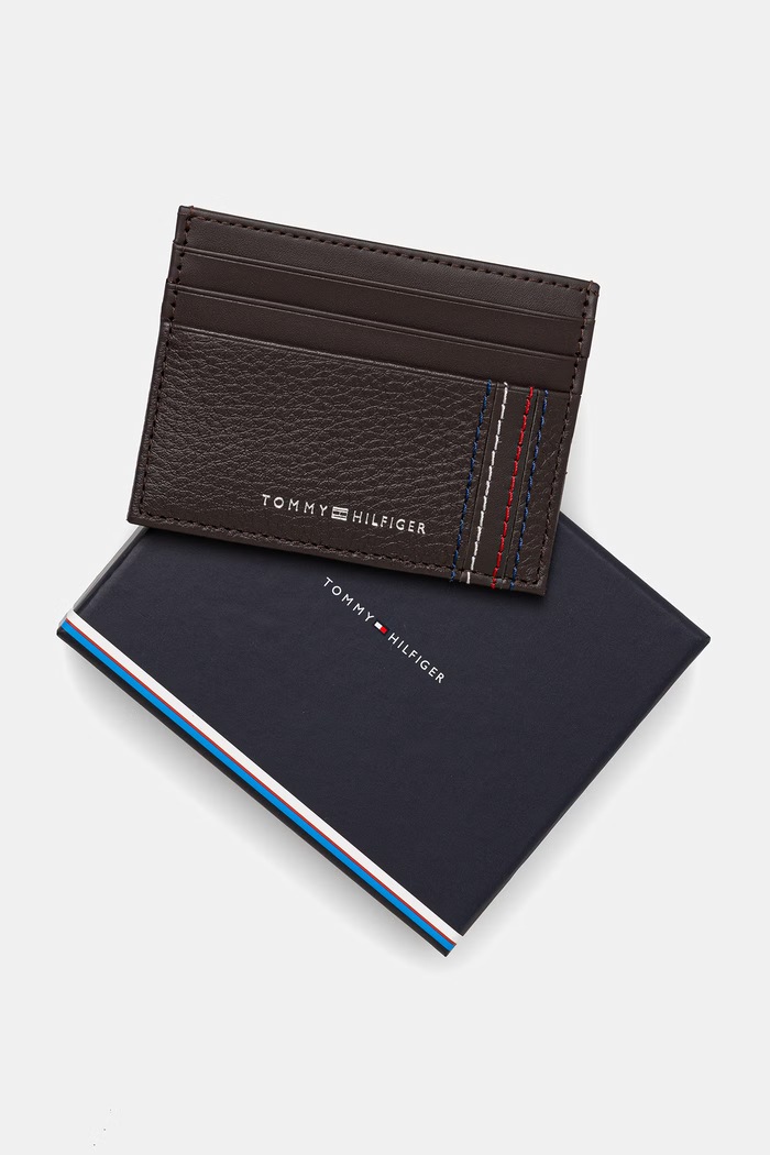 Akcesoria Tommy Hilfiger etui na karty męskie skórzane AM0AM14228 brązowy