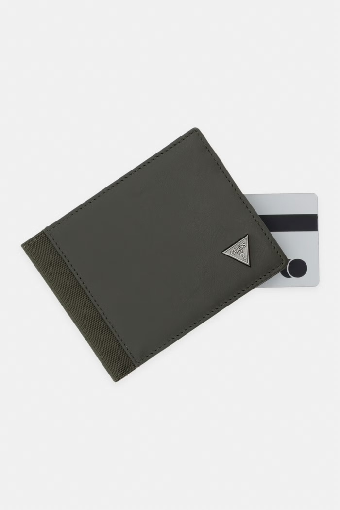 Guess портфейл мъжки от кожа BERNA зелен SMBEHN.LEA20