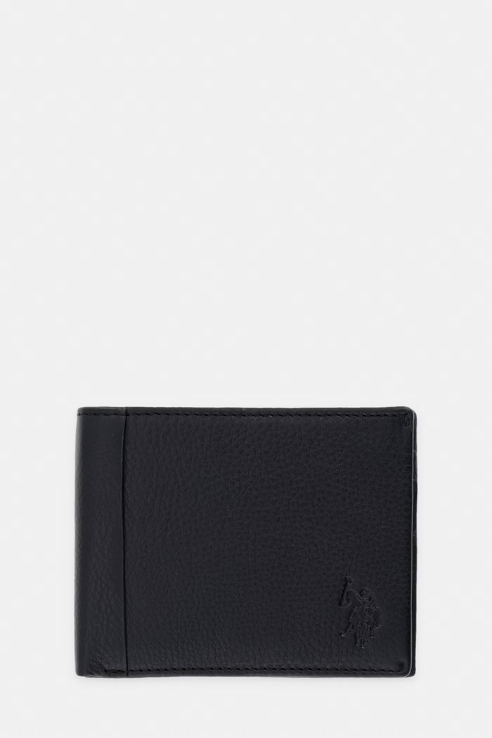 Δερμάτινο πορτοφόλι U.S. Polo Assn. CARRICK λείο δέρμα μαύρο WEUCK2696MHA